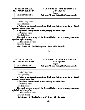 2 Đề thi học kỳ I môn Ngữ văn Lớp 6 - Năm học 2015-2016 - Trường PT DTNT Buôn Đôn
